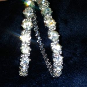 Silver jeweled hoops